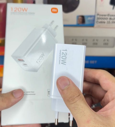 Mi 120W GaN Fast Charger | Dual Port (USB-C + USB-A) with USB-to-C Cable
