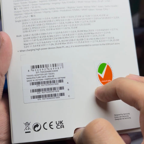 Samsung 65W Trio Charger | Dual USB-C + USB-A | C-to-C Cable | Made in Vietnam