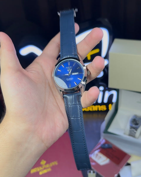 Carrera Watch with Leather Strap – Day & Date Display | Classic Masterclone Design