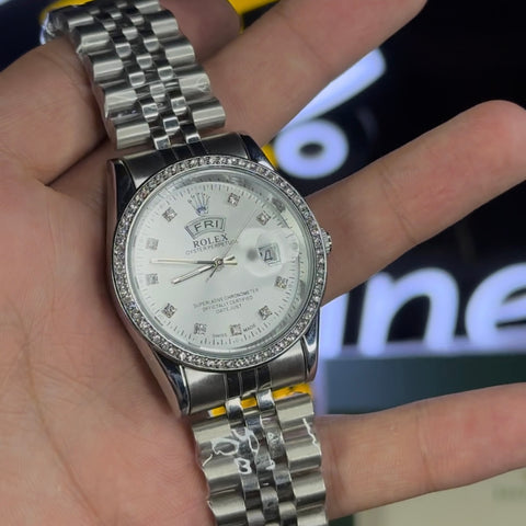 Rolex Female Masterclone Watch – Day & Date Feature with Shining Beads Design